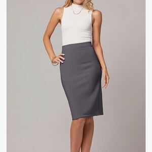 Liverpool Bia Knit Pencil‎ skirt gray pull on stretch sz 2 Stitch Fix nwt